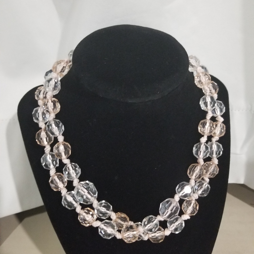 Clear beaded statement necklace